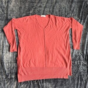 Zenana Outfitters Coral V-Neck Sweater